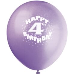 12" 4th Happy Birthday Astd BLNS 2S 6CT