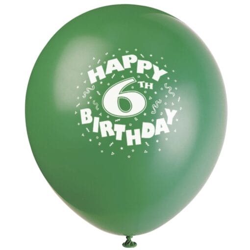 12&Quot; 6Th Birthday Ltx Balloon 2S Astd 6Ct