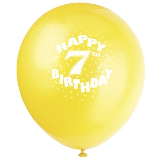 12&Quot; 7Th Birthday Latex Balloons Astd 6Ct
