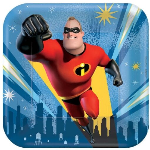 Incredibles 2 Plates Square 7&Quot; 8Ct