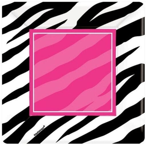 Zebra Party Plates Sqr 7&Quot; 8Ct