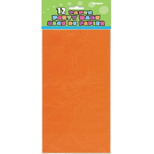 Orange Paper Party Bags 12Ct