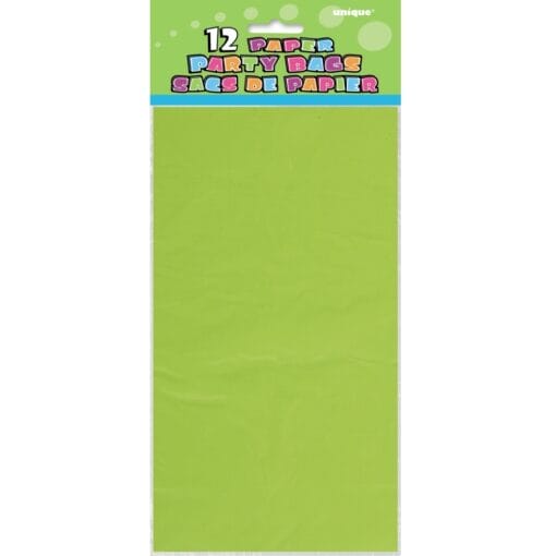 Paper Party Bags Lime Green 12Ct