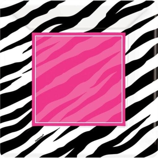 Zebra Party Plates Sqr 10&Quot; 8Ct