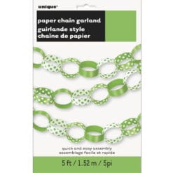 Lime Green Dots Paper Chain 5FT