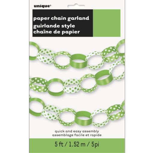 Lime Green Dots Paper Chain 5Ft