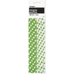 Lime Green Dots Paper Straws 10CT