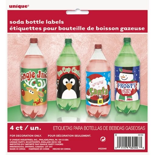 Christmas 2L Bottle Labels 4Ct