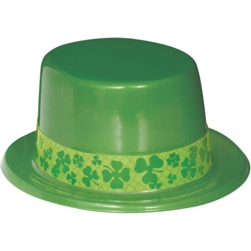 Green Plastic Top Hat W/Shamrock Band