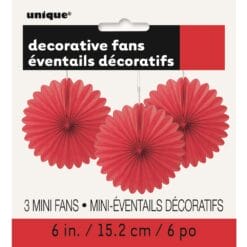 Decorative Fan 6" Red 3CT