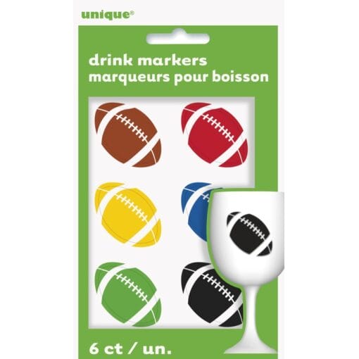 Footbll Cling Drink Labels 6Ct