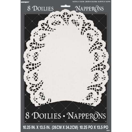 Doilies White Paper Oval 8Ct