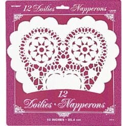 Doilies White Heart Paper 10" 12CT