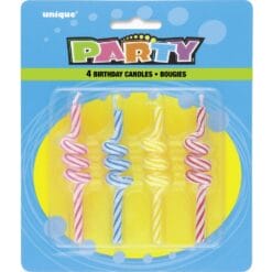 Coil Stripe Birthday Candles 4CT