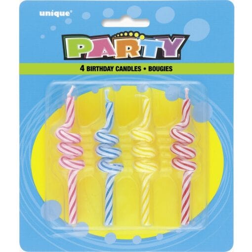 Coil Stripe Birthday Candles 4Ct