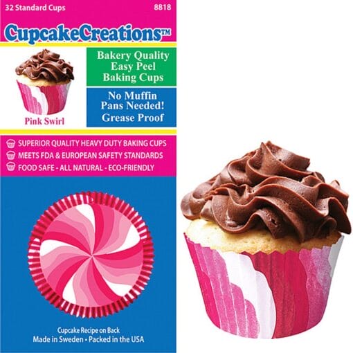 Pink Swirls Cupcake Cups 32Pc Std Size