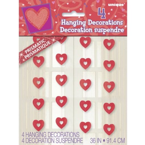 Red Prism Hanging Hearts Decor 36&Quot;L 4Ct