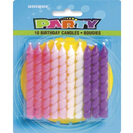 Pink/Purple Spiral Bday Candles 10Ct