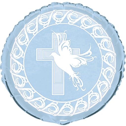 18&Quot; Rnd Dove Cross Blue Foil