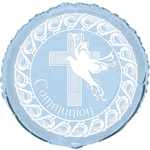 18&Quot; Rnd Cross Blue Communion Foil