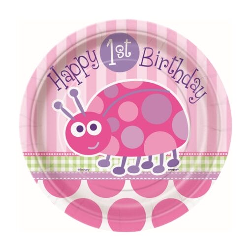 First Bday Ladybug Plates 7&Quot; 8Ct