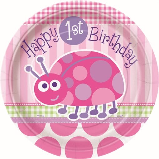 First Bday Ladybug Plates 9&Quot; 8Ct