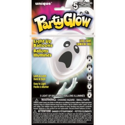10&Quot; Ghost Light Up Balloon 1S 5Ct
