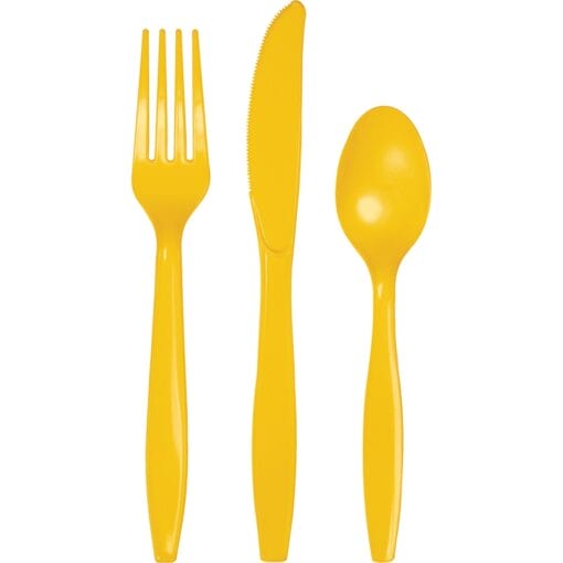 Sb Yellow Cutlery Astd 24Ct