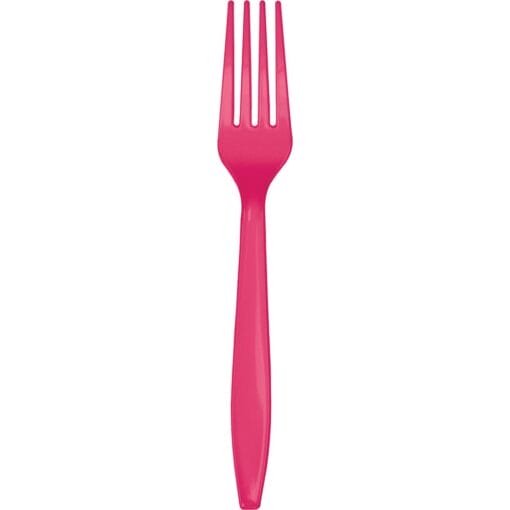 Hot Magenta Cutlery Forks 24Ct