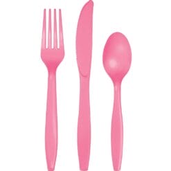 Candy Pink Cutlery Astd 24CT