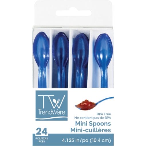 Translucent Blue Mini Spoons 24Ct