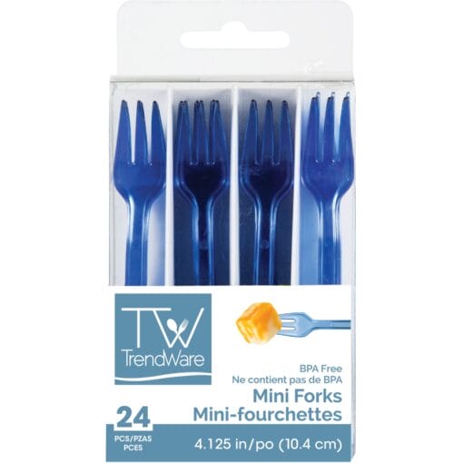 Translucent Blue Mini Forks 24Ct