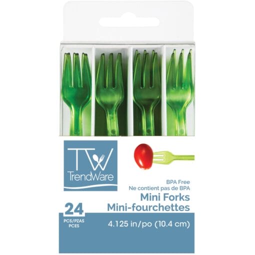 Translucent Green Mini Forks 24Ct