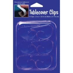 Tablecover Clips, Plastic, Clear 6CT