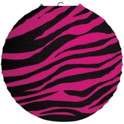 Black & Pink Zebra Paper Lantern 12"