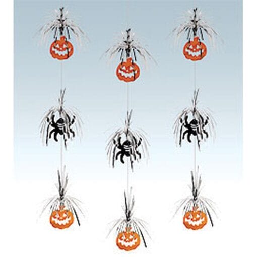 Dangler Pumpkin &Amp; Spider Decor 3Ct