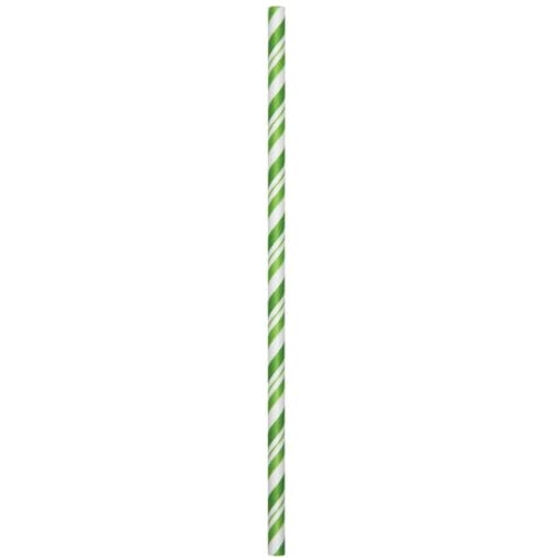 Fresh Lime/Wht Stripe Paper Straws 24Ct