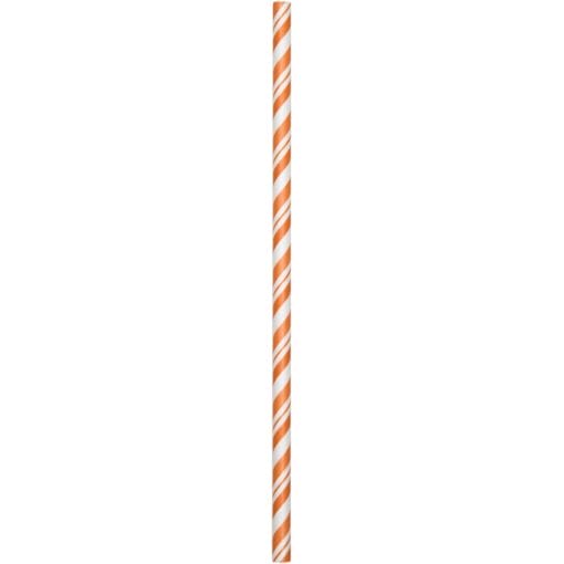 Orange/White Stripe Paper Straws 24Ct