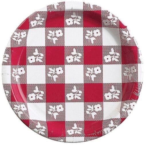 Red Gingham Plates 9&Quot; 8Ct