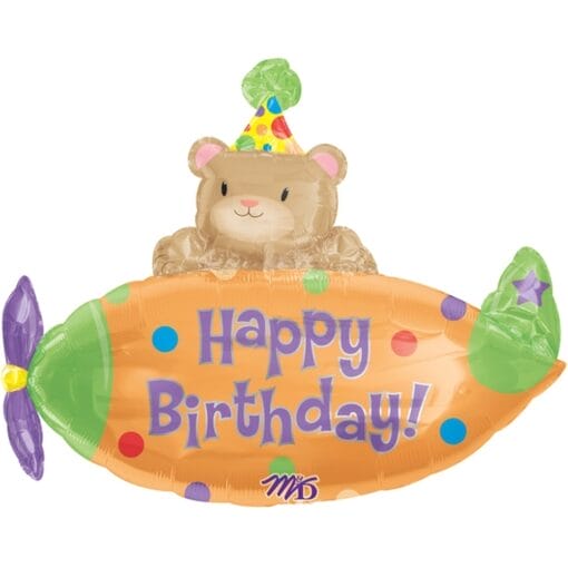 20&Quot; Shp Birthday Bear In Plane Balloon
