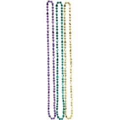 Mardi Gras Round Axe Beads 17" 3CT