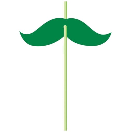 Straws W/Moustache Attachments Green
