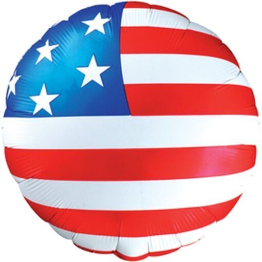 18&Quot; Rnd Usa Flag 2Sd Foil Balloon
