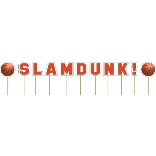 Slam Dunk Basketball Cupcake Picks 11Ct