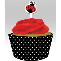 Ladybug Cup Cake Wraps w/Picks 12CT