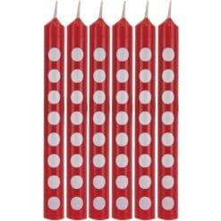 Red Candles w/White Dots 12CT