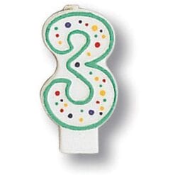 Numeral Candle #3 w/Polka Dots