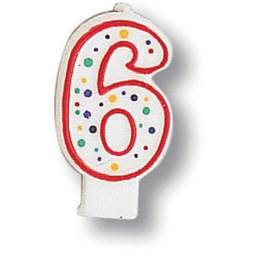 Numeral Candle #6 Polka Dots