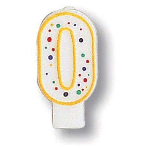 Numeral Candle #0 W/Polka Dots