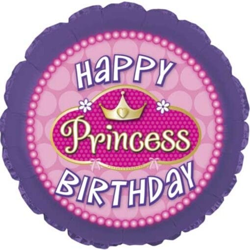 18&Quot; Rnd Birthday Princess Pink Foil Bln